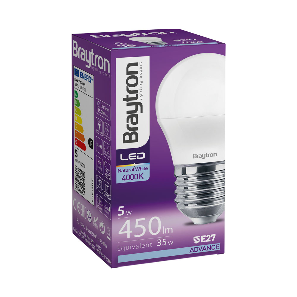 Ampoule LED E27 5W Globe G45 – Blanc neutre 4000K – BA11-00521