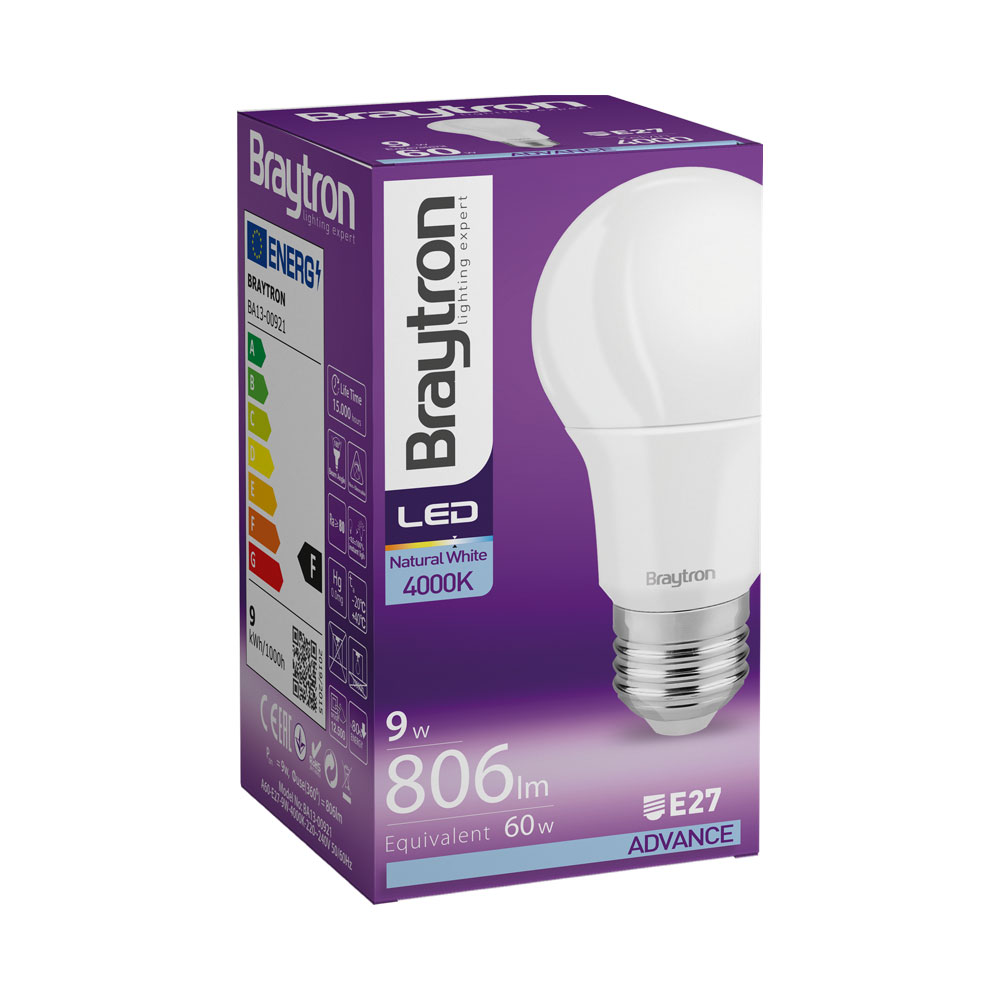 Ampoule LED E27 9W Standard A60 – Blanc neutre 4000K – BA13-00921