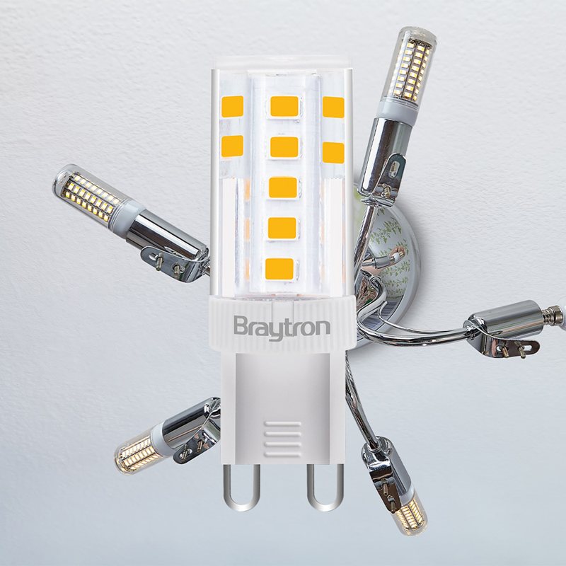 Braytron LED G9 5W Leuchtmittel Warmweiß 3000K, 430 Lumen, ersetzt 45 w, energiesparend, langlebig, 230V (Clear) – Ansicht 4