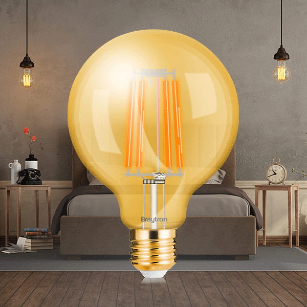Braytron LED E27 6W Leuchtmittel Amber 2200K, 540 Lumen, ersetzt 45 w, energiesparend, langlebig, 230V – Ansicht 2