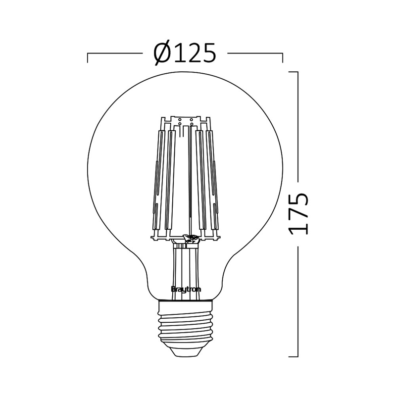 Braytron LED E27 6W Leuchtmittel Amber 2200K, 540 Lumen, ersetzt 45 w, energiesparend, langlebig, 230V – Ansicht 3