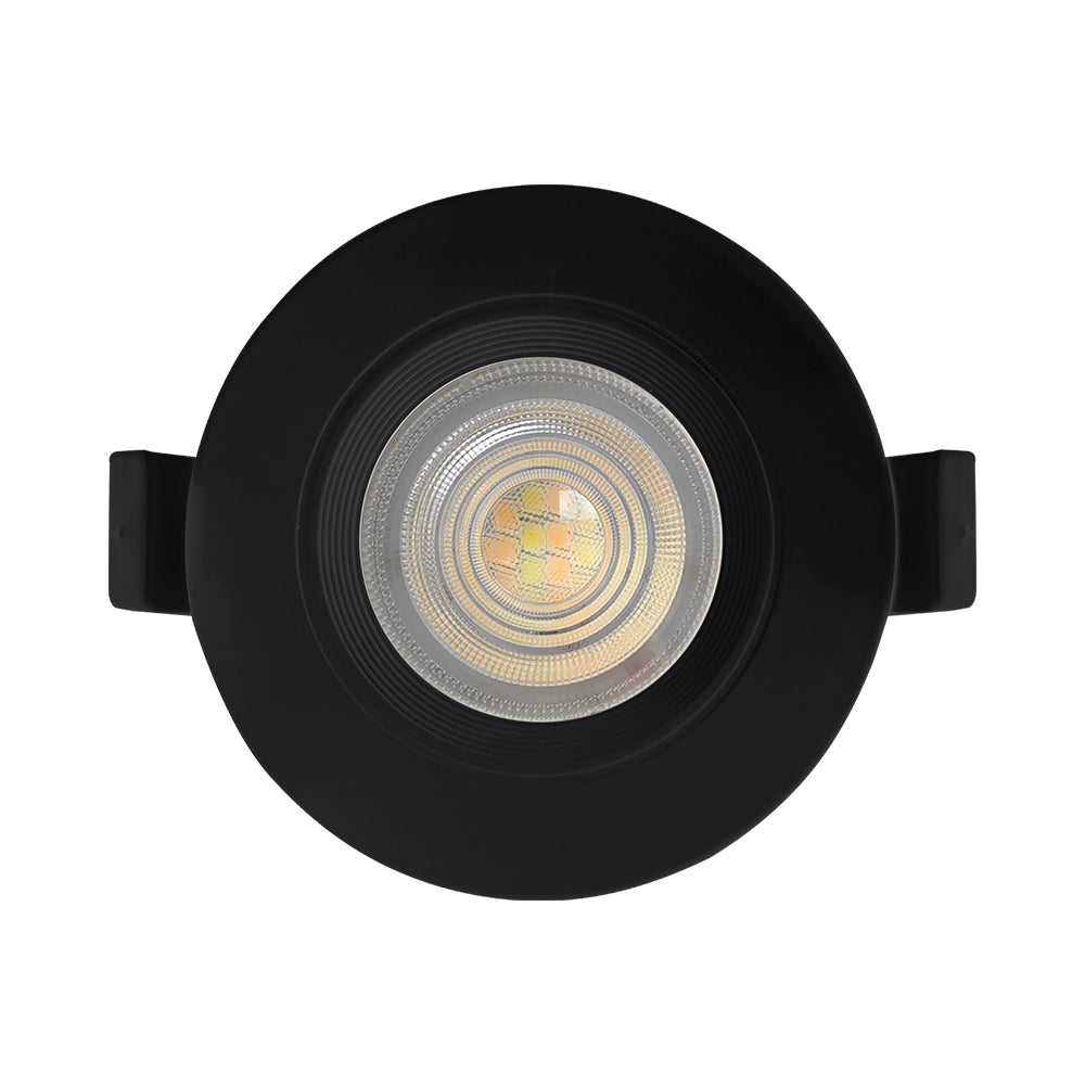 Braytron LED Einbaustrahler 68mm 7W IP54 630lm 3in1 CCT 3000K 4000K 6500K Feuchtraum geeignet Bad Dusche Küche Flur Decke Einbau LED Spot Einbaulampe Rund 38° Abstrahlwinkel 230V Schwarz – Ansicht 3