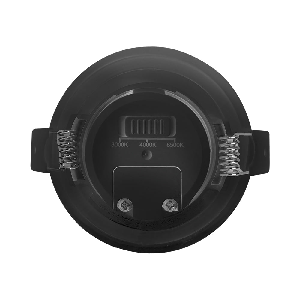 Braytron LED Einbaustrahler 68mm 7W IP54 630lm 3in1 CCT 3000K 4000K 6500K Feuchtraum geeignet Bad Dusche Küche Flur Decke Einbau LED Spot Einbaulampe Rund 38° Abstrahlwinkel 230V Schwarz – Ansicht 4