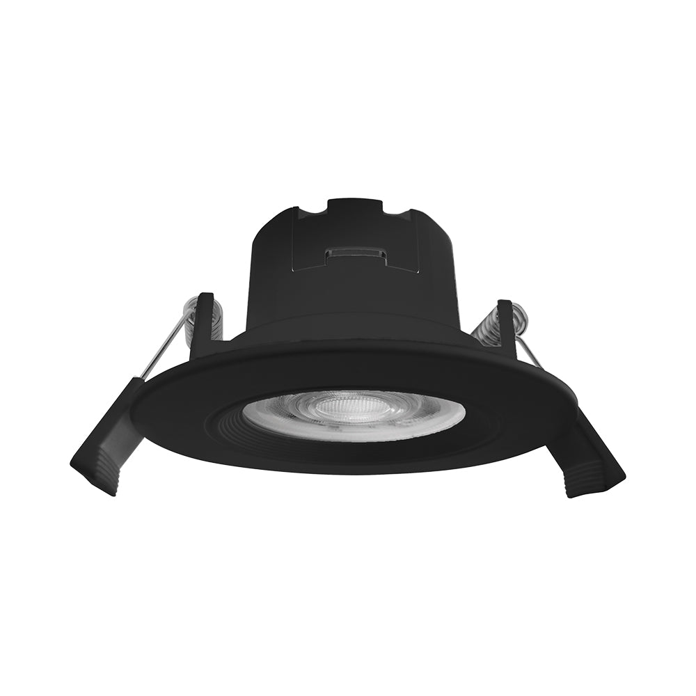 Braytron LED Einbaustrahler 68mm 7W IP54 630lm 3in1 CCT 3000K 4000K 6500K Feuchtraum geeignet Bad Dusche Küche Flur Decke Einbau LED Spot Einbaulampe Rund 38° Abstrahlwinkel 230V Schwarz – Ansicht 5