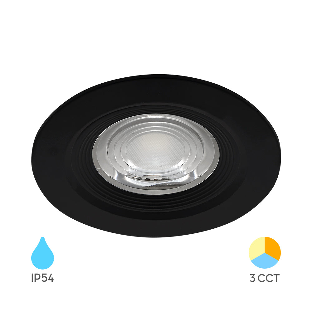 Spot LED encastrable 7W noir 3-en-1 IP54 – Orientable Ø68mm | Salle de bains – BD01-00781
