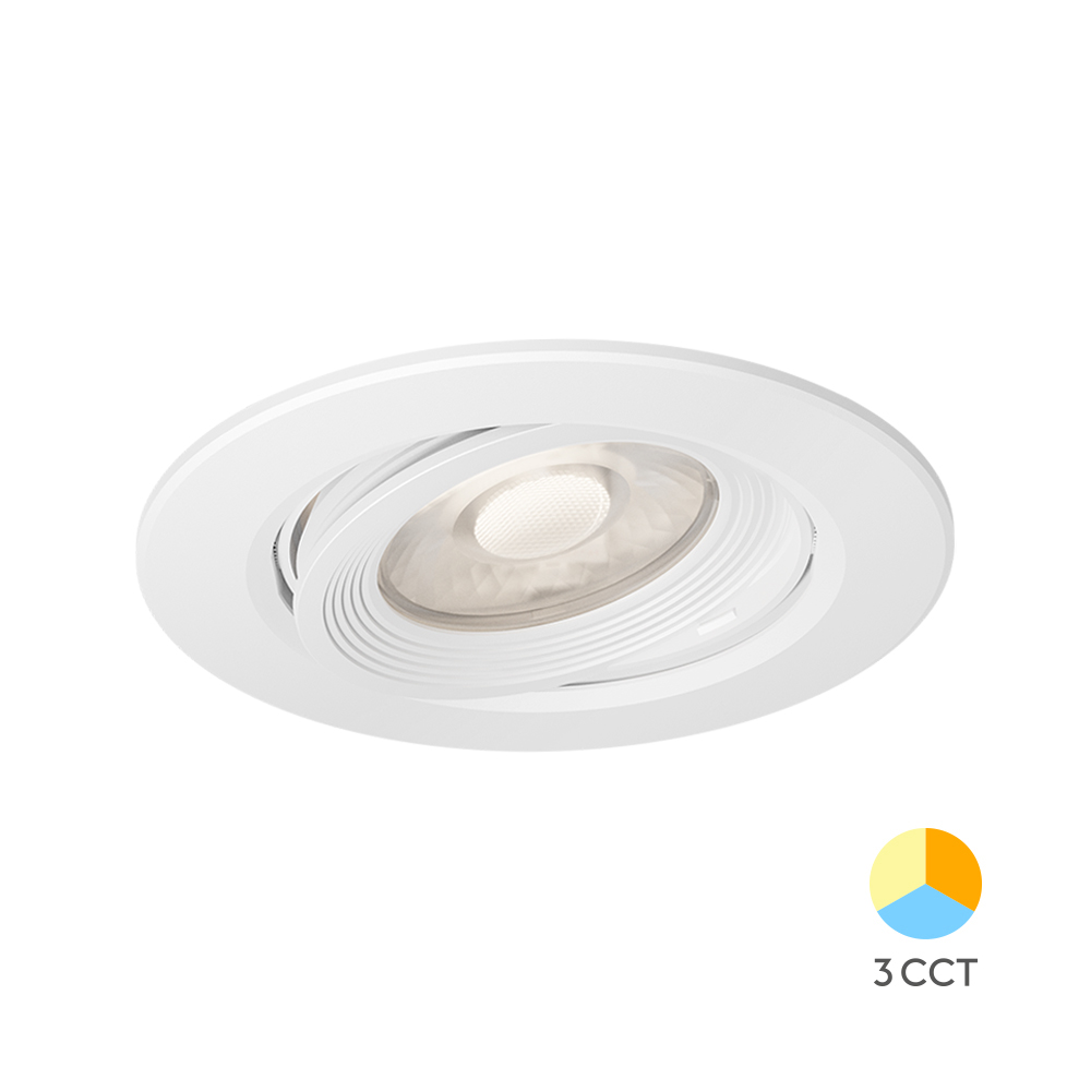 Braytron LED Einbaustrahler 10W 3CCT schwenkbar 950lm Ø112mm Einbauspot flach 33mm Deckenspot 230V warmweiß/neutralweiß/kaltweiß weißer Rahmen Ø90mm Ausschnitt Innenbeleuchtung – Ansicht 2