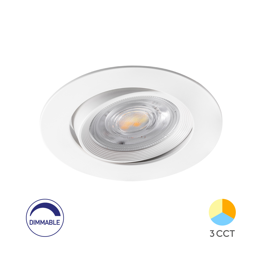 Braytron Stufenlos Dimmbar LED Einbaustrahler Deckenspot Einbauspot 7W schwenkbar Rund Spot 3IN1 Farbtemperatur 3000K/4000K/6500K 630lm Flur, Küche 230V 68mm Deckenausschnitt – Ansicht 6