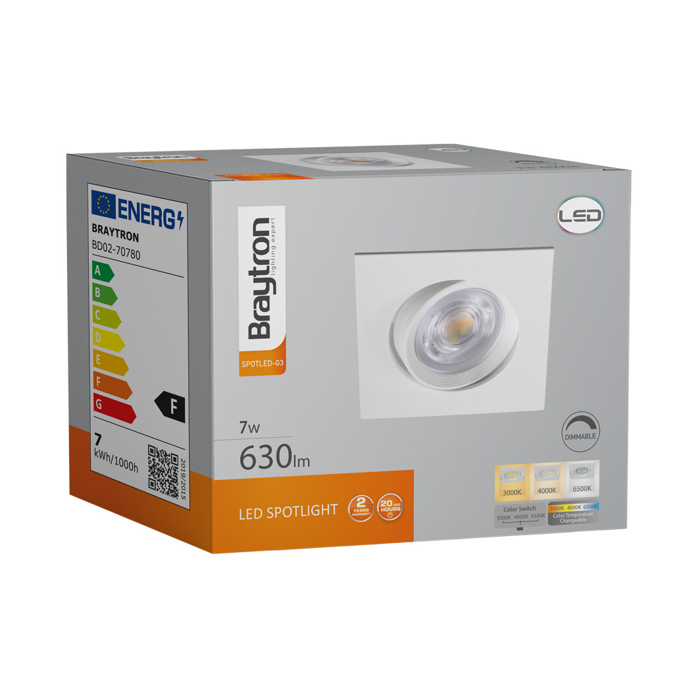 Braytron LED Deckenleuchte 7W 257 V Anschluss Warmweiß, Neutralweiß, Kaltweiß 3IN1, 750 Lumen, IP20 Deckenlampe für Wohnzimmer, Küche, Flur (Weiß) – Ansicht 8