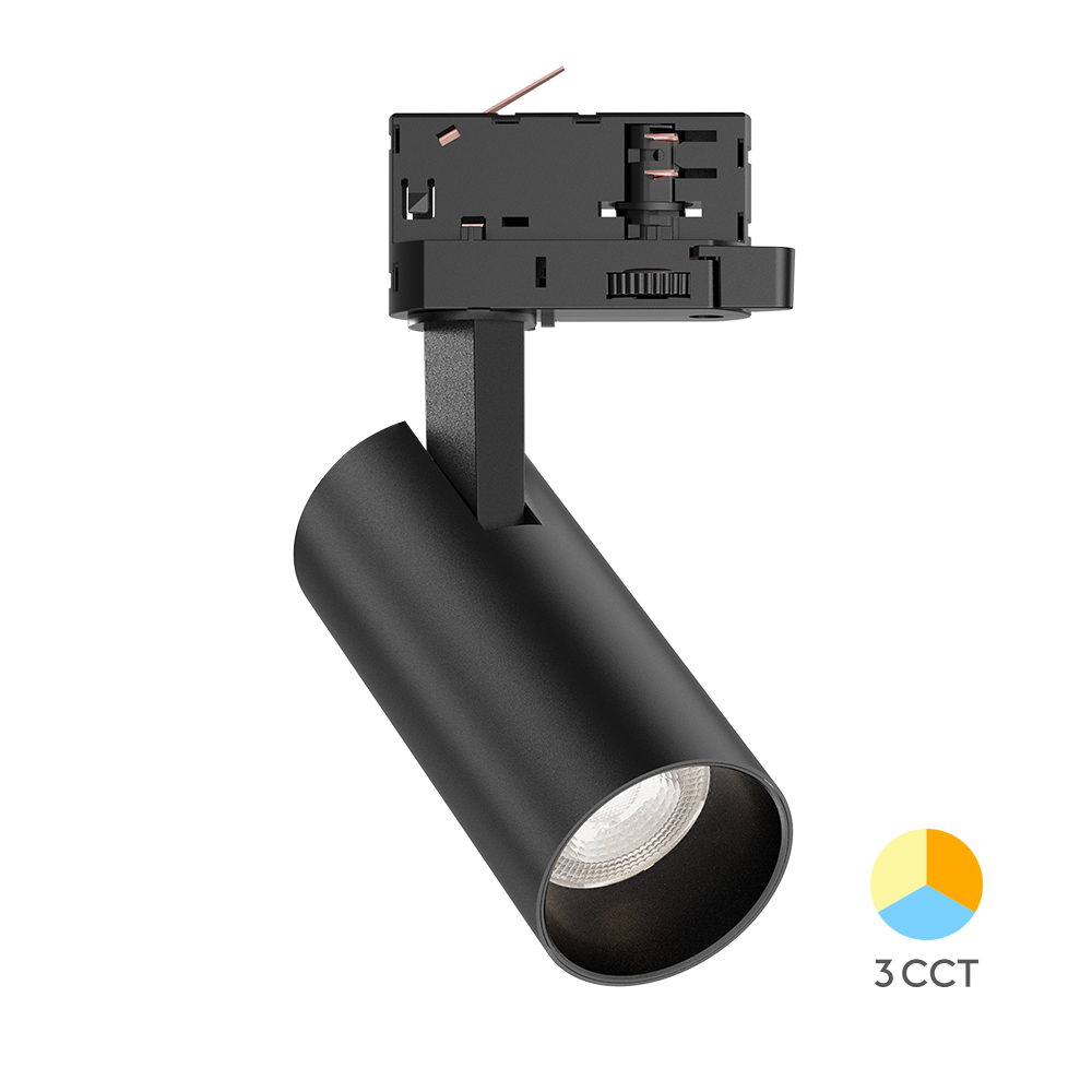 Spot sur rail LED 15W noir 3-phases 3CCT – Projecteur commercial précis – BD40-00581
