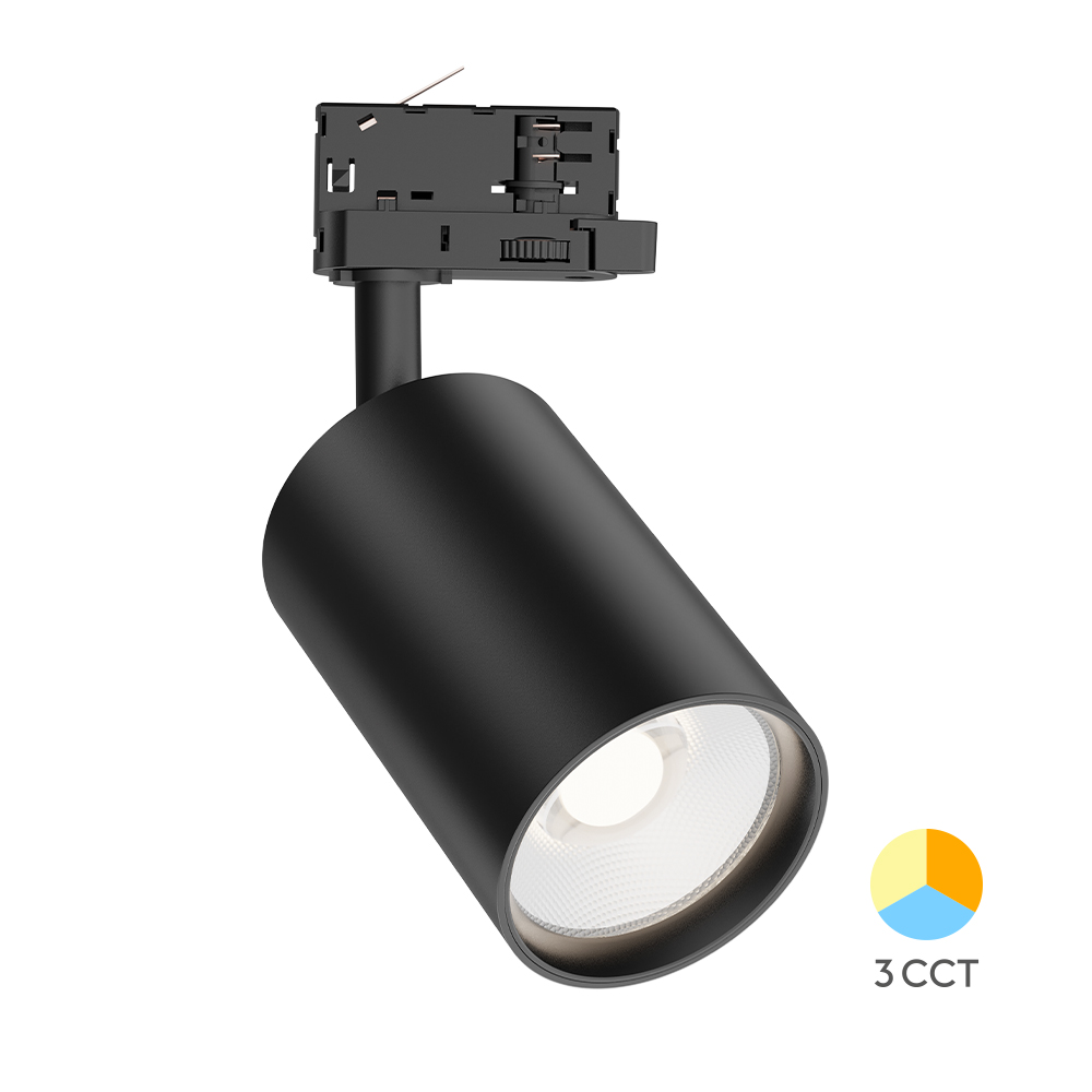 Spot sur rail LED 30W noir 3-phases 3CCT – Projecteur pro haute puissance – BD40-00781