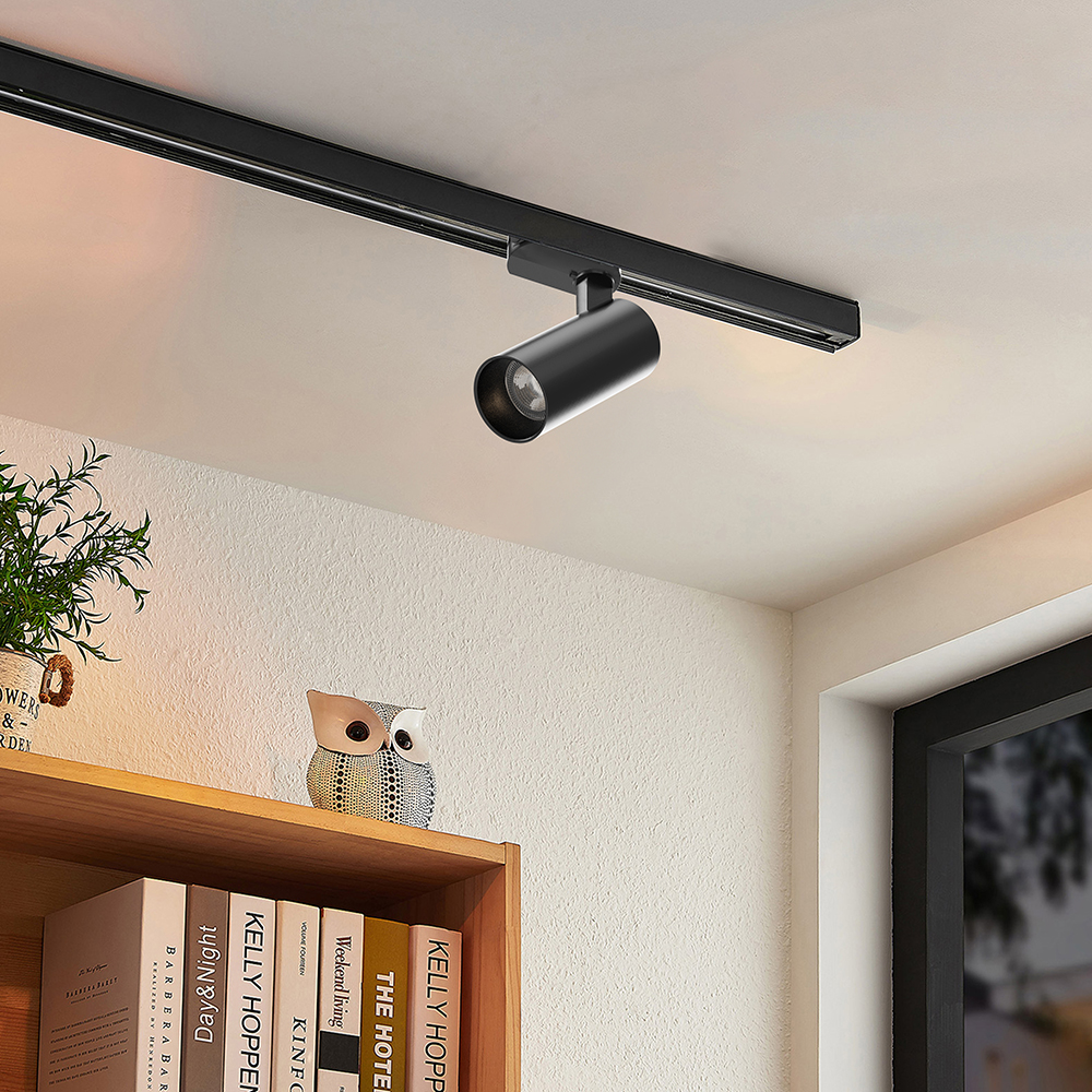 Braytron LED-Schienenstrahler 30 Watt 3-Phasen 4-Draht Dreh- und schwenkbares Schienenlicht 3CCT Warmweiß -Kaltweiß 3420 lm Aluminium Deckenleuchte für Innenbeleuchtung Schienensystem in schwarz – Ansicht 3