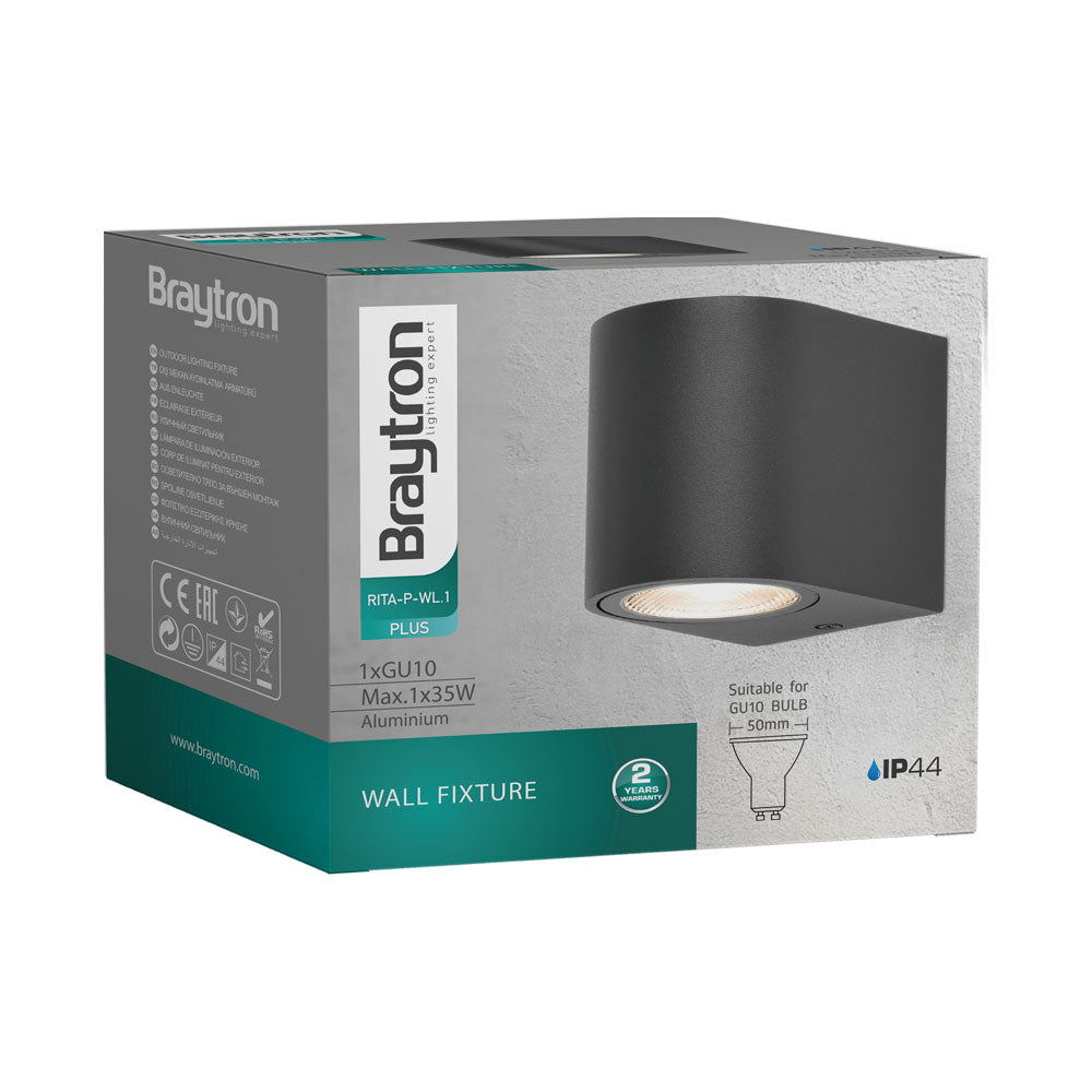 Braytron LED Strahler Außen Max.1×35W, IP44 wasserdicht, Fluter Flutlicht Außenstrahler (Dark Grey) – Ansicht 2