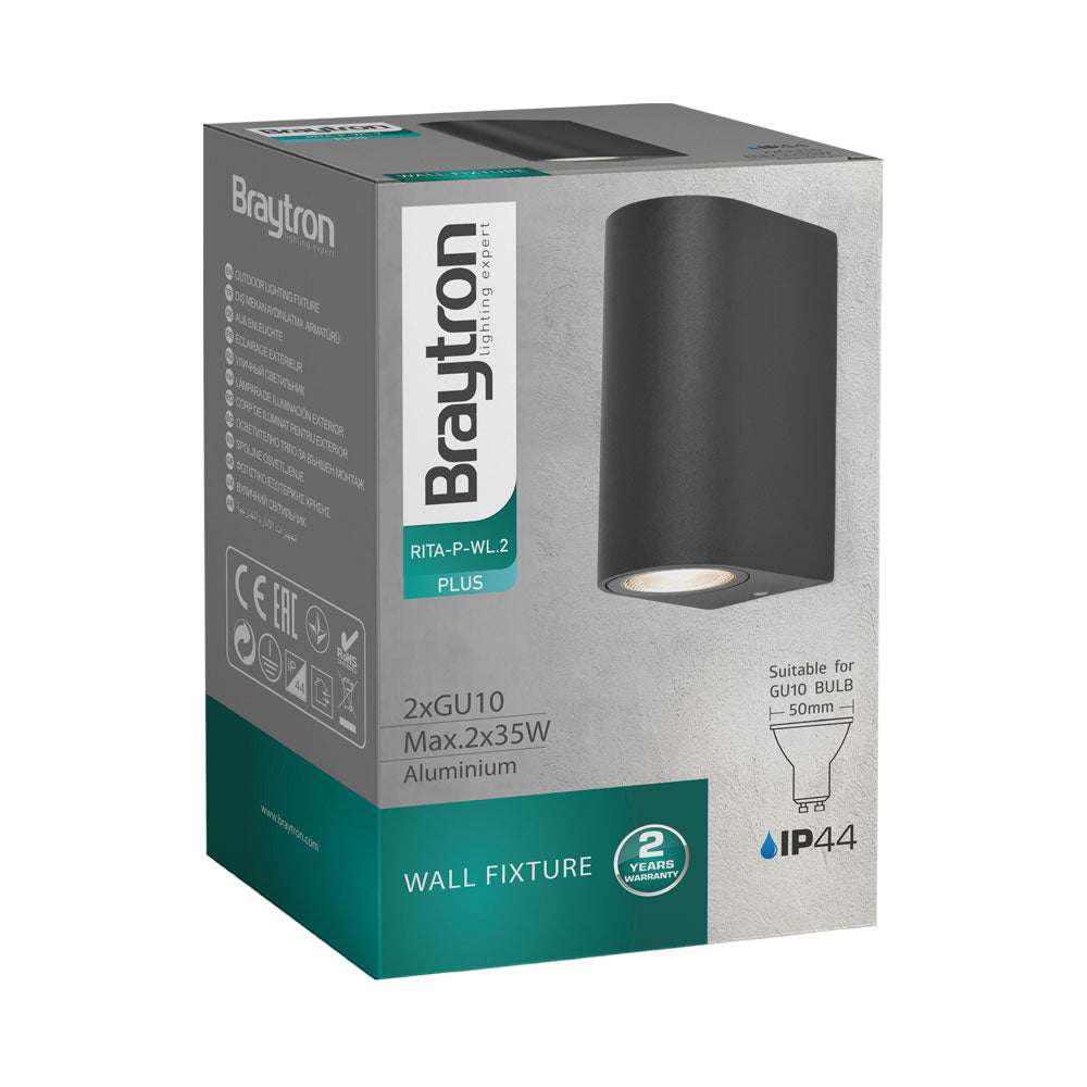 Braytron LED Strahler Außen Max.2×35W, IP44 wasserdicht, Fluter Flutlicht Außenstrahler (Dark Grey) – Ansicht 3