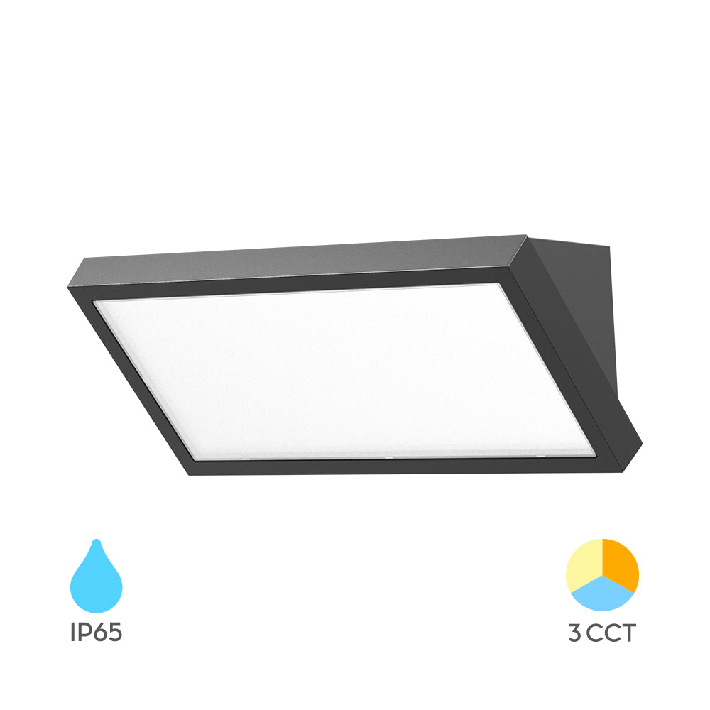 Braytron LED Außenwandlampe 20W IP65 – 3in1CCT Farbwahl (3000K/4000K/6500K), Moderne Wandleuchte für außen, wetterfest, 2000 Lumen, Fassade, Garten, Eingang, Grau, energieeffizient schwarz – Ansicht 6