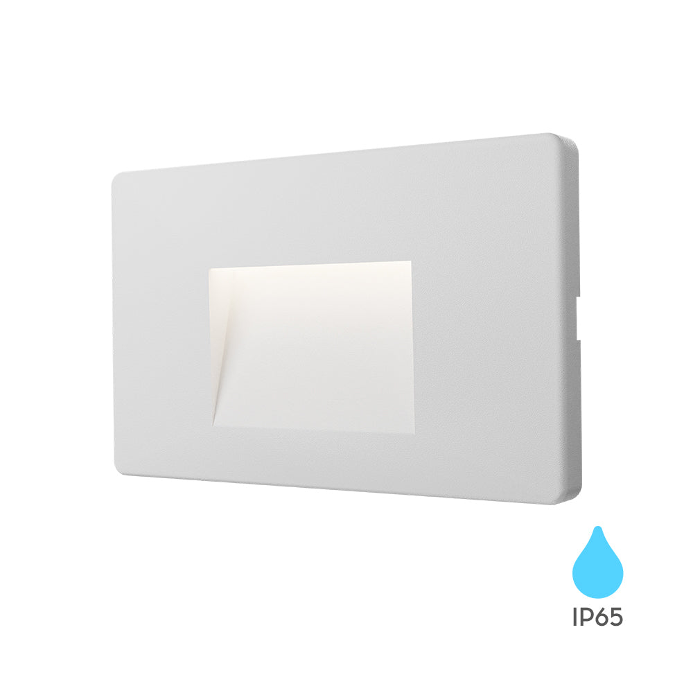 Braytron 3W LED Treppenlicht Treppenbeleuchtung Treppenleuchte Stufenlicht Stufen Leuchte Wandbeleuchtung Innen Außen IP65 Warmweiß Energieeffizient Wetterfest Modern Stufenbeleuchtung (Eckig Weiß) – Ansicht 2