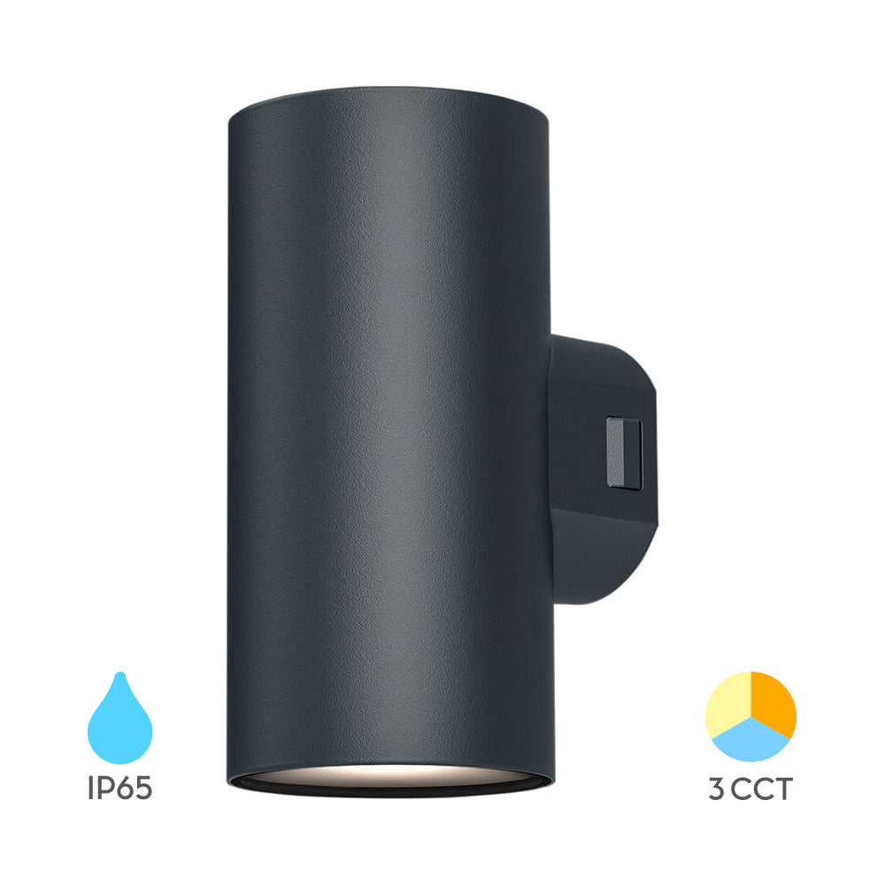 Braytron LED Wandleuchte Außen Zylinder Rund 2x 9W IP65, 3in1 Up&Down Außenlampe, Wandlicht für Terrasse, Balkon & Garten, wetterfest, modernes Design, warmweiß/neutrales Weiß/kaltweiß wählbar CCT – Ansicht 7