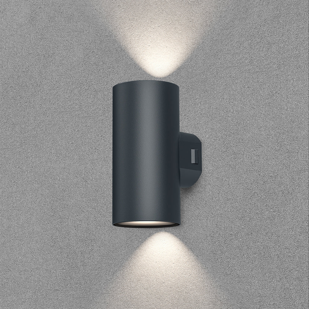 Braytron LED Wandleuchte Außen Zylinder Rund 2x 9W IP65, 3in1 Up&Down Außenlampe, Wandlicht für Terrasse, Balkon & Garten, wetterfest, modernes Design, warmweiß/neutrales Weiß/kaltweiß wählbar CCT – Ansicht 2