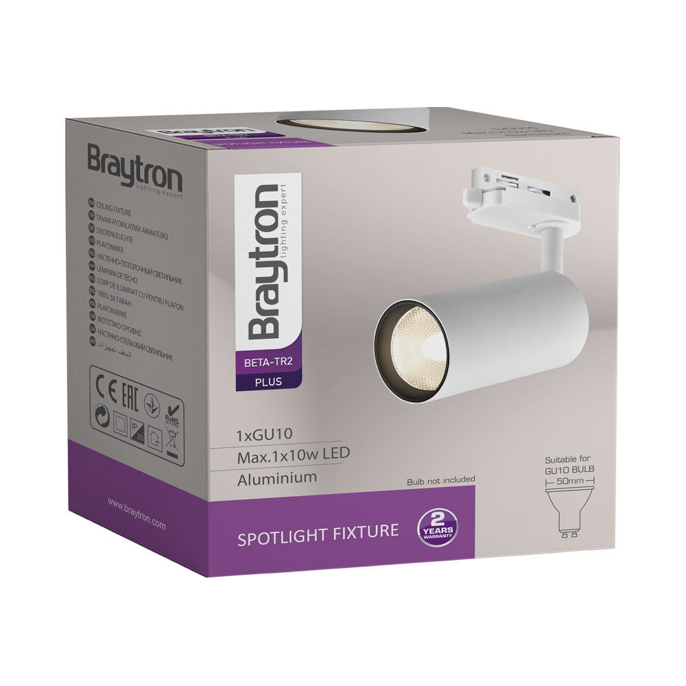 Braytron LED Schienenstrahler – LED Spot für 1-Phasen-Schienensystem – Dreh- & schwenkbar – Innenbeleuchtung für Shop, Galerie, Büro, Wohnzimmer – Tracklight, GU10, weiß – Ansicht 7