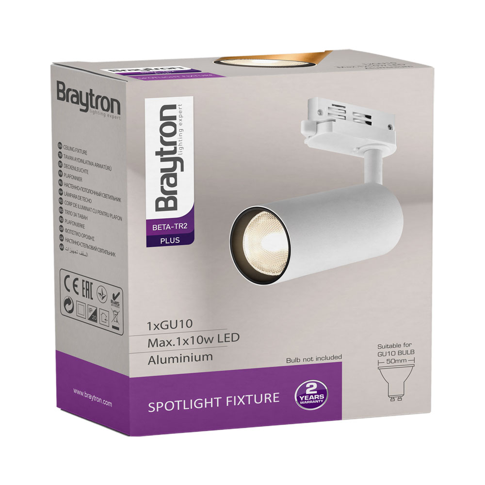 Braytron LED Schienenstrahler – 3-Phasen-Spot in goldfarbener Optik für Schienensystem – dreh- & schwenkbar – GU10 Fassung – LED Strahler für Shop, Galerie, Büro oder Wohnzimmer – Ansicht 7