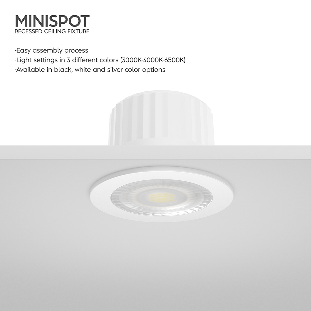 Braytron LED Deckenleuchte 3W Warmweiß 3000K, 210 Lumen, IP54 Deckenlampe für Wohnzimmer, Küche, Flur (3 Color (White, Black, Silver)) – Ansicht 4