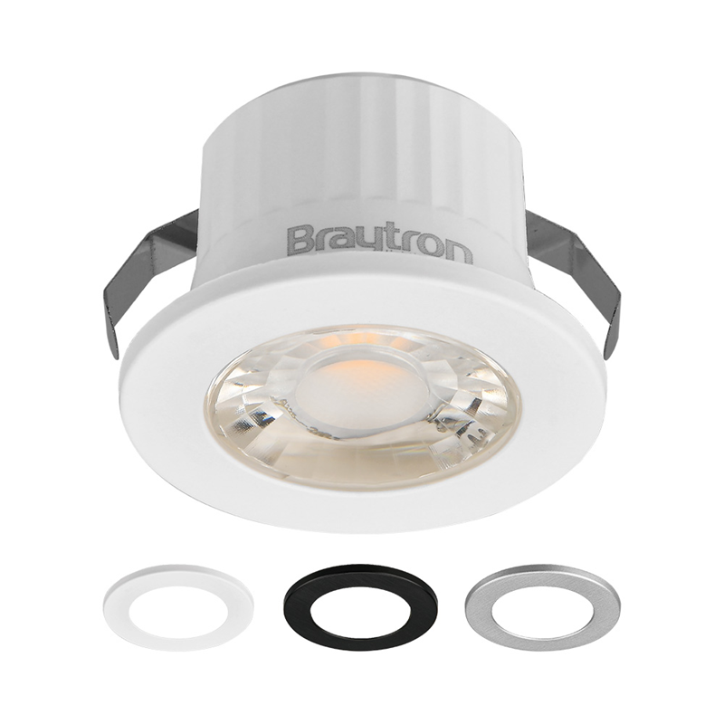 Braytron LED Minispot 3W Minileuchte, Klein, Einbauspot Einbaustrahler, Badezimmer, Küche, Wohnzimmer, inklusive 3 Blenden in schwarz, weiß. silber, IP54 230V ohne Travo, 210 Lumen (kaltweiß 6.500K) – Ansicht 4
