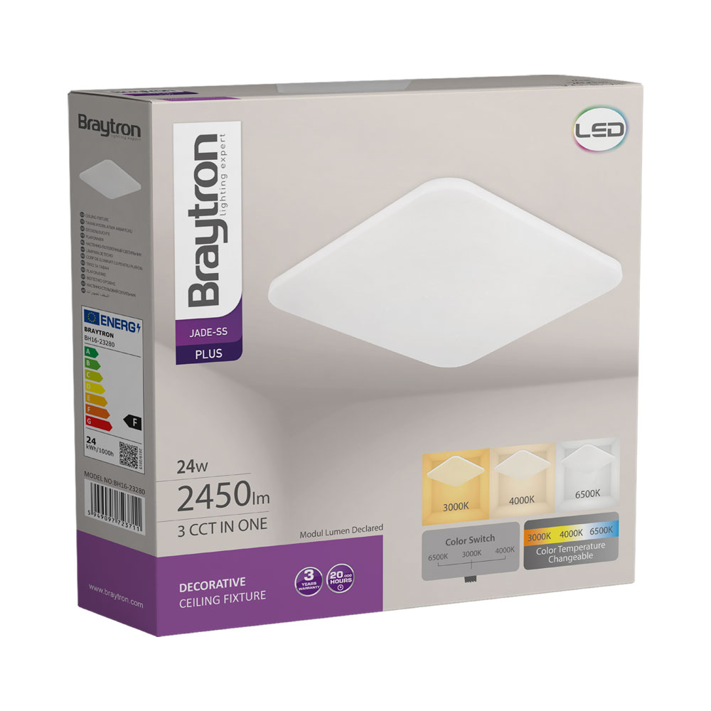 Braytron LED Wandleuchte 24W, 2450 Lumen, 3IN1 3IN1, IP20, Wandlampe für Innen und Außen, Metal (Weiß) – Ansicht 5