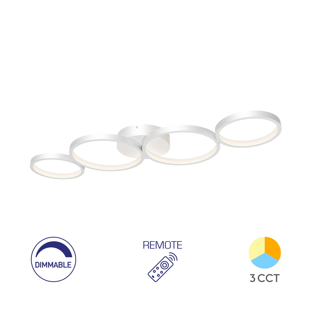 Braytron NELA LED Plafondlamp Rond Wit 60W – Dimbaar met Afstandsbediening & 3CCT – BH17-04090