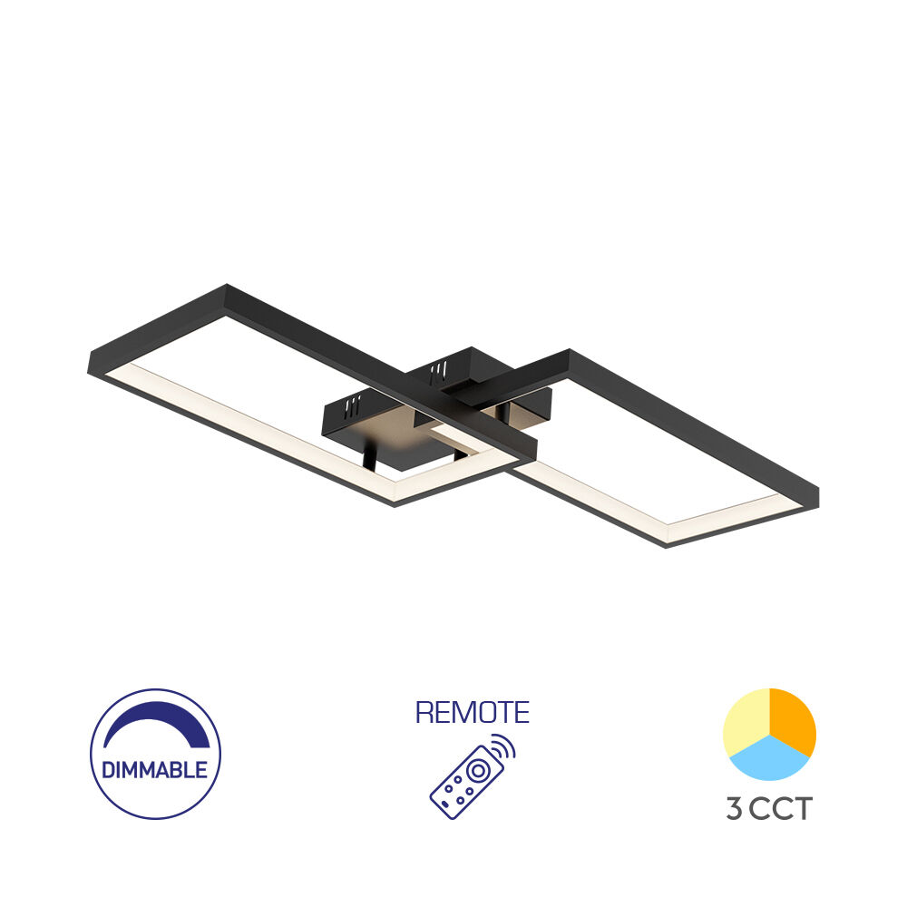 Braytron NELA LED Plafondlamp Rond Zwart 40W – Dimbaar met Afstandsbediening & 3CCT – BH17-04491