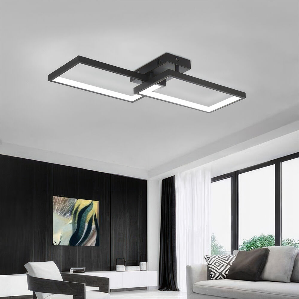 Braytron moderne designer LED Deckenleuchte mit Fernbedienung Dimmbar & 3CCT Farbwahl 3000-6500K Rechteckig Wohnzimmer Schlafzimmer Deckenlicht schwarz 40W – Ansicht 2
