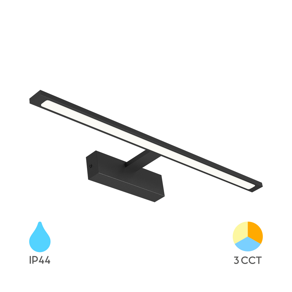 Braytron LED Spiegelleuchte Bad Spiegellampe Badlampe 60cm 3CCT IP44 Wandlampe Wandleuchte Schwarz/Chrom/Gold 12 Watt 900 Lumen (Schwarz) – Ansicht 2