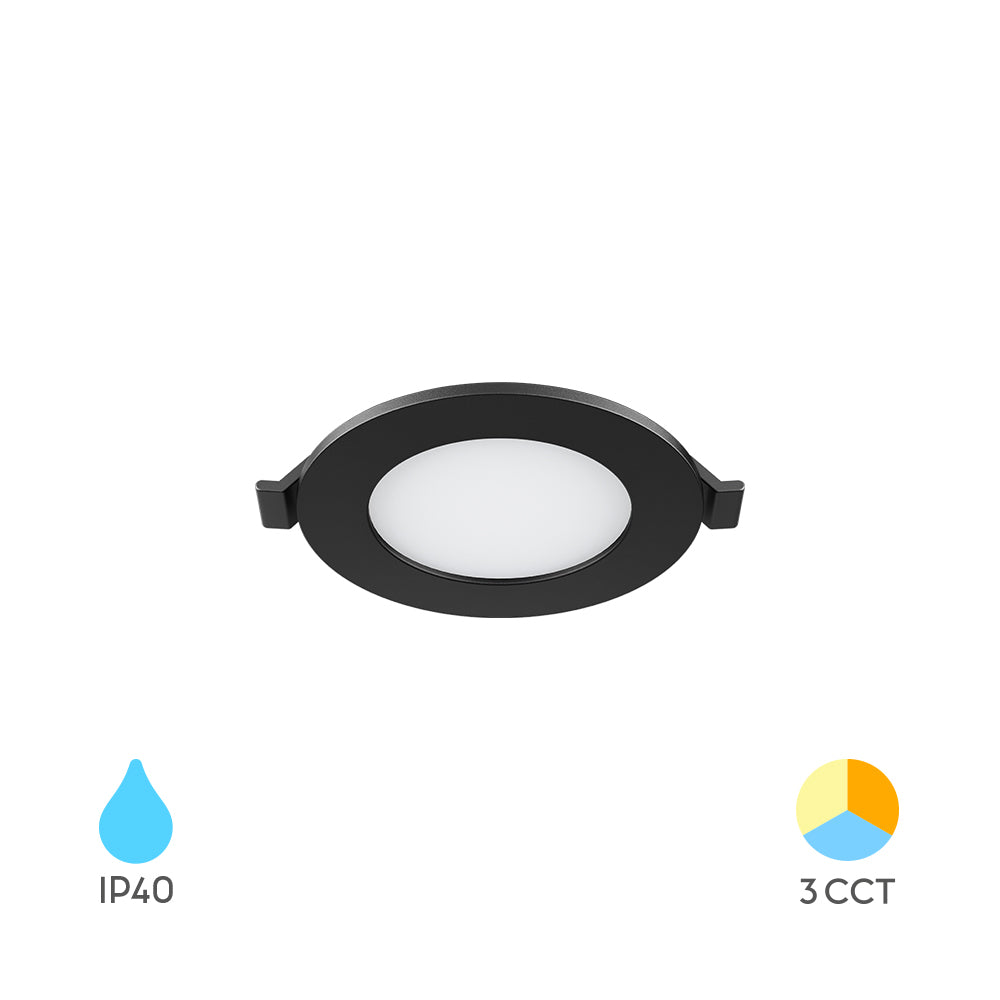 Braytron Ultraslim LED Einbaustrahler 3W Schwarz Ø85mm 3CCT 230V 220 Lumen IP20 Einbauspots 68mm Lochmaß 26mm Einbautiefe Warmweiß Neutralweiß Kaltweiß Nicht Dimmbar Deckenstrahler Flach Wohnraum Spot – Ansicht 4