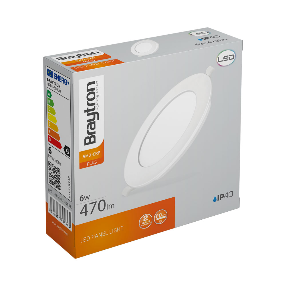 Braytron LED Deckenleuchte 6W 230V Anschluss Warmweiß 3000K, 470 Lumen, IP40 Deckenlampe für Wohnzimmer, Küche, Flur (Weiß) – Ansicht 7