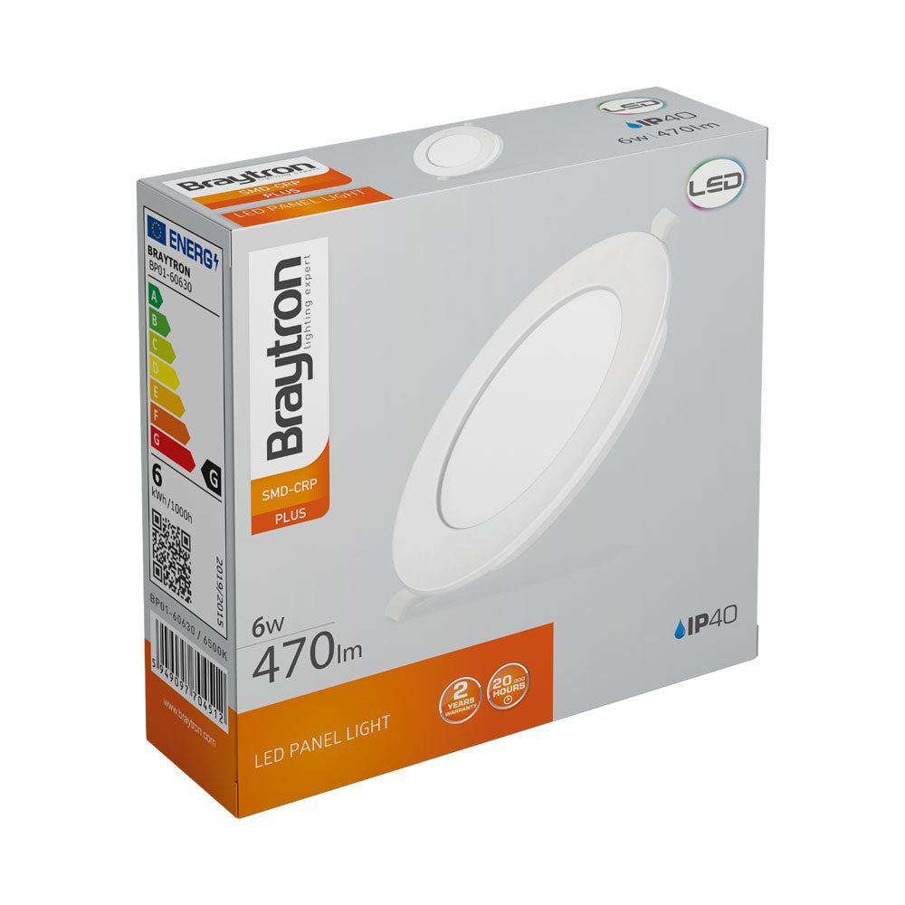 Braytron LED Deckenleuchte 6W 230V Anschluss Kaltweiß 6500K, 470 Lumen, IP40 Deckenlampe für Wohnzimmer, Küche, Flur (Weiß) – Ansicht 7