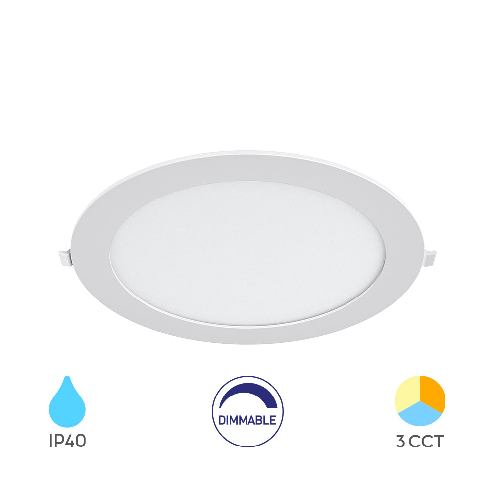 Braytron Ultraslim LED Einbaupanel Spot 18W Ø229 mm Rund Dimmbar 3 Lichtfarben CCT 3000K 4000K 6500K 1800lm 230V Deckenleuchte Einbaustrahler Flach 26mm Einbautiefe Weiß Panellampe für Wohnzimmer Büro – Ansicht 8