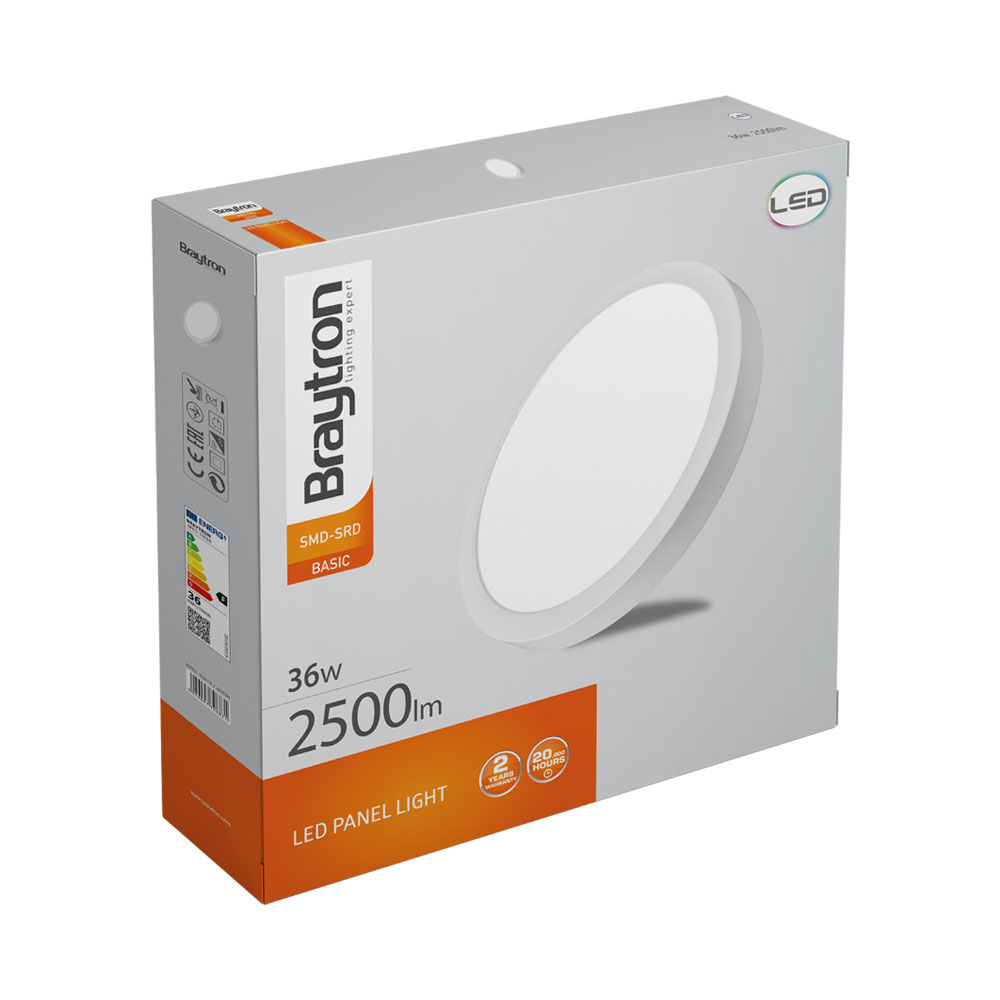 Braytron LED Aufbauleuchte Deckenleuchte rund Ø403mm IP20 36 Watt 2500 Lumen | Neutralweiß (4000 K) – Ansicht 6