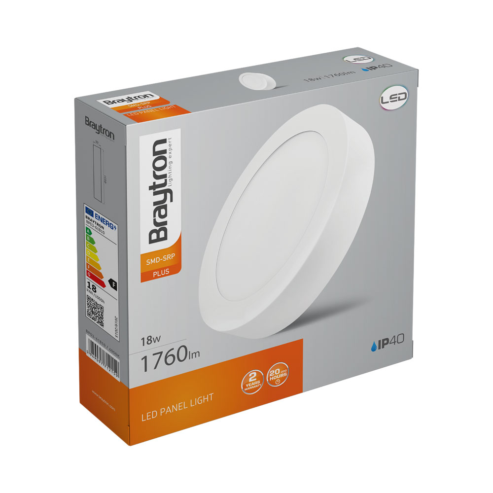 Braytron LED Aufbauleuchte Deckenleuchte rund Ø231mm IP20 18 Watt 1520 Lumen | Neutralweiß (4000 K) – Ansicht 4