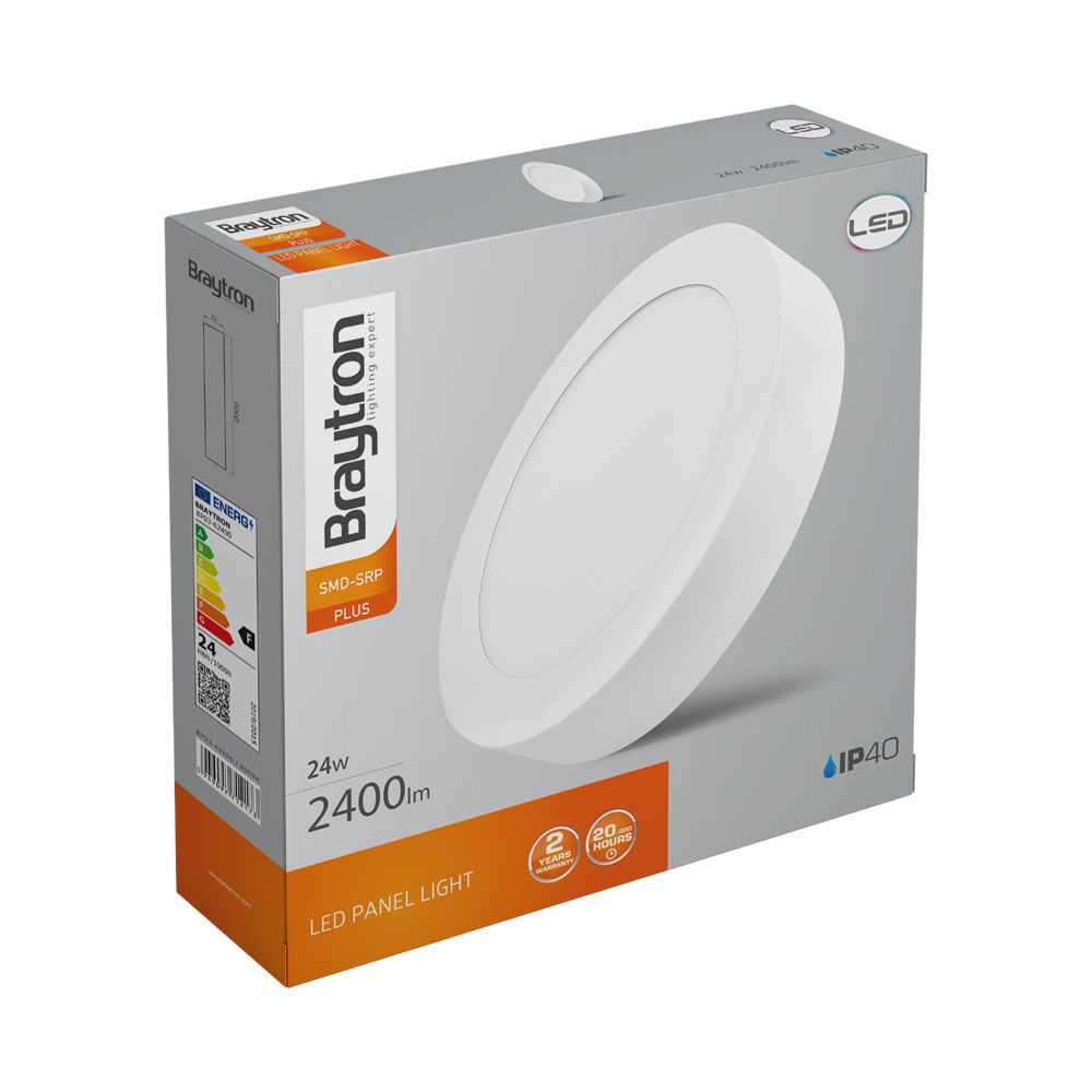 Braytron LED Deckenleuchte 24W 230V Anschluss Warmweiß 3000K, 2400 Lumen, IP40 Deckenlampe für Wohnzimmer, Küche, Flur (Weiß) – Ansicht 11