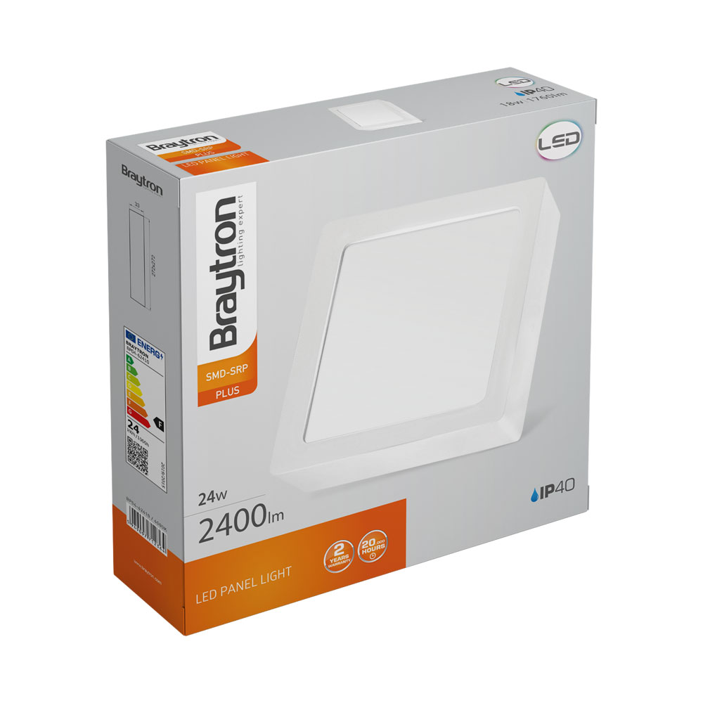 Braytron LED Deckenleuchte 24W 230V Anschluss Neutralweiß 4000K, 2400 Lumen, IP40 Deckenlampe für Wohnzimmer, Küche, Flur (Weiß) – Ansicht 5
