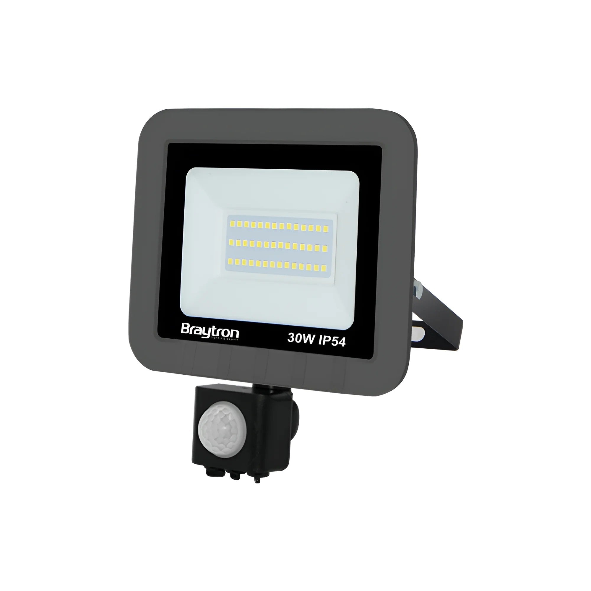 Braytron LED Außenstrahler mit Bewegungsmelder 30W 2550lm, Außenleuchte 3000K Warmweiß, IP54 Wasserdicht, LED Flutlicht Strahler für Garten, Hof, Garage, Terrasse, Schwarz – Ansicht 2