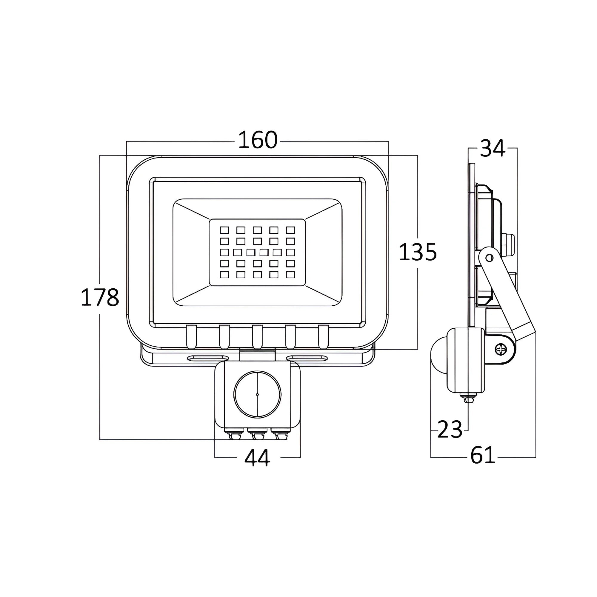 BRY-FLOOD-SC-30W-GRY-3000K-SNS-IP54 LED Buitenstraler met Bewegingssensor – BT60-23002