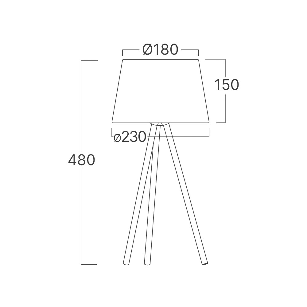 Braytron Beistellleuchte 48 cm – 3-Bein Designleuchte mit satiniertem, lichtstreuendem Kunststoffschirm & Chrombeinen, E27 Fassung, Ein/Aus-Schalter am Kabel, für Wohnzimmer & Schlafzimmer (Schwarz) – Ansicht 5