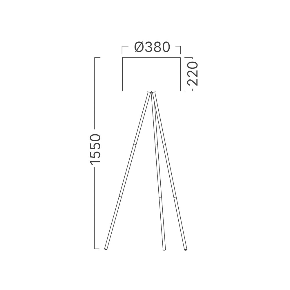 Braytron Stehleuchte – 3-Bein Standleuchte mit Satiniertem, Lichtstreuendem Kunststoffschirm & Chrombeinen, E27 Fassung, Ein/Aus-Schalter am Kabel, 155 cm Hoch für Wohnzimmer & Schlafzimmer, Beige – Ansicht 4