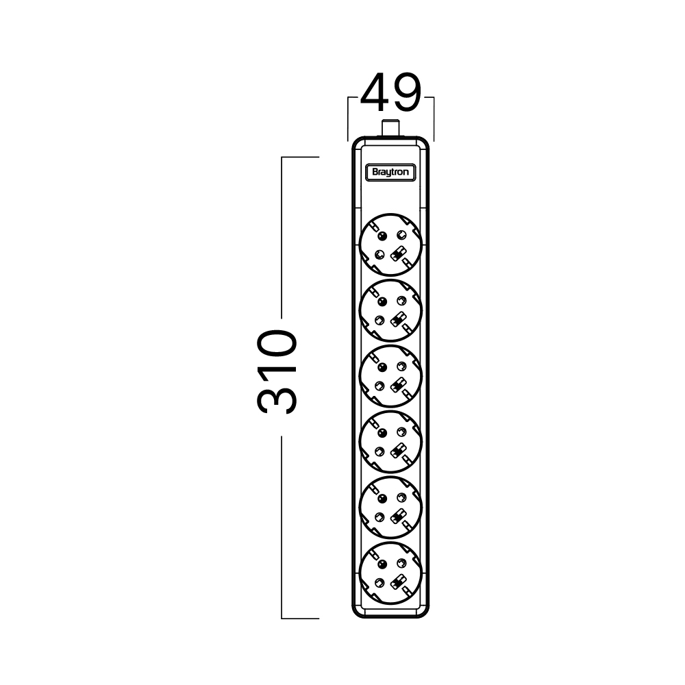 Braytron Mehrfachsteckdose 6-Fach ohne Kabel, ohne Schalter, 3680W, Kindersicherung, Steckdosenleiste für individuelle Installation mit Clip-System – Ansicht 6