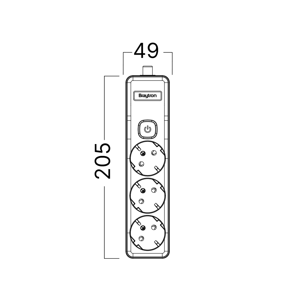 Braytron Mehrfachsteckdose 3-Fach ohne Kabel, mit beleuchtetem EIN-/Ausschalter, 3680W, Kindersicherung, Steckdosenleiste für individuelle Installation mit Clip-System – Ansicht 5