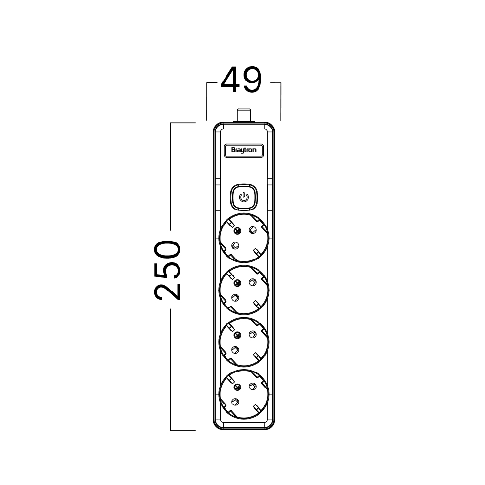 Braytron Mehrfachsteckdose 4-Fach ohne Kabel, mit beleuchtetem EIN-/Ausschalter, 3680W, Kindersicherung, Steckdosenleiste für individuelle Installation mit Clip-System – Ansicht 7