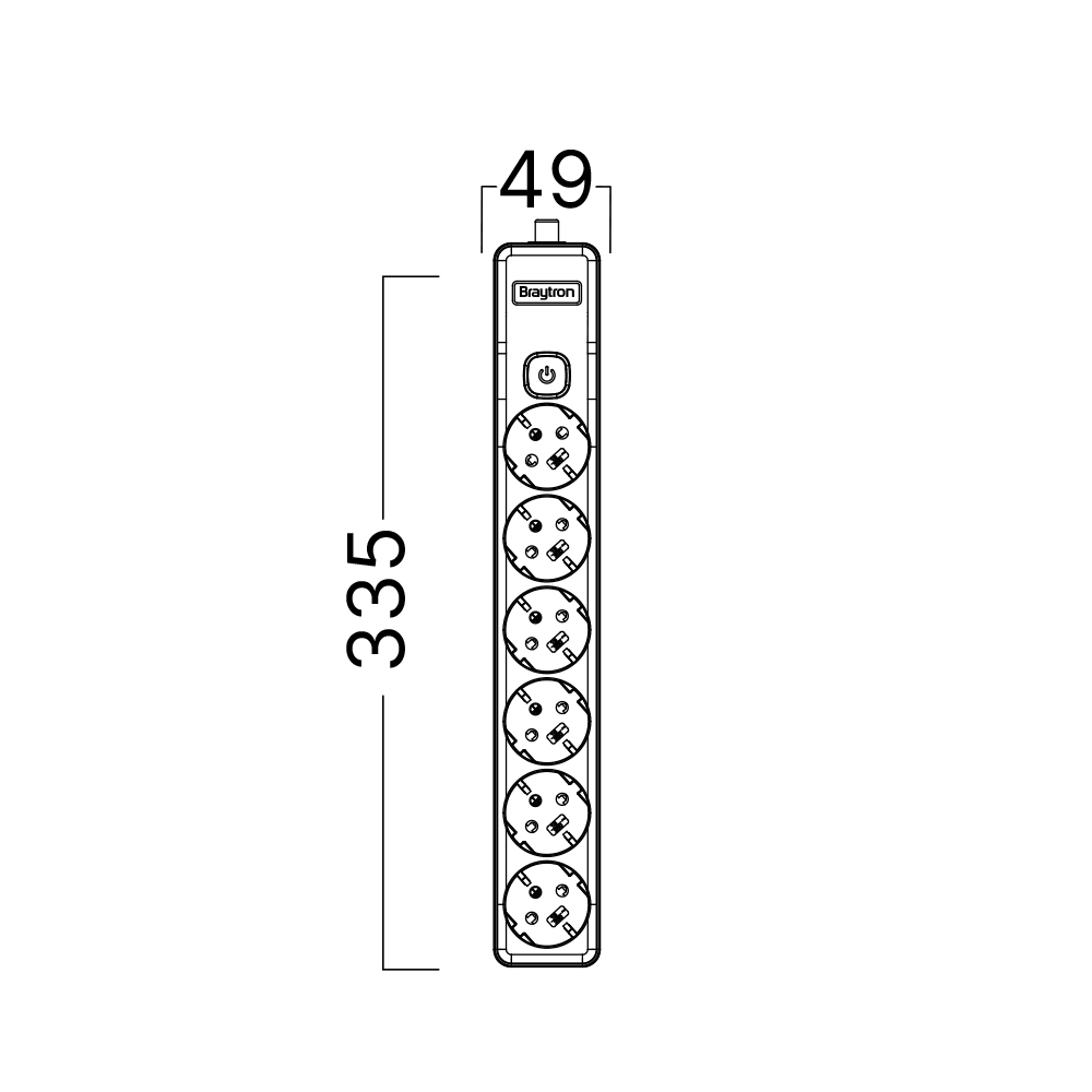 Braytron Mehrfachsteckdose 6-Fach ohne Kabel, mit beleuchtetem EIN-/Ausschalter, 3680W, Kindersicherung, Steckdosenleiste für individuelle Installation mit Clip-System – Ansicht 7